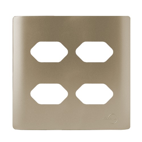 PLACA P/ 4 TOMADAS COM SUPORTE 4X4 - NOVARA CHAMPANHE