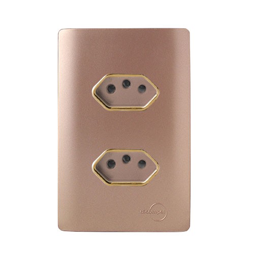 CJ TOMADA DUPLA 10A C/ SUPORTE 4X2 - NOVARA OURO ROSE GOLD