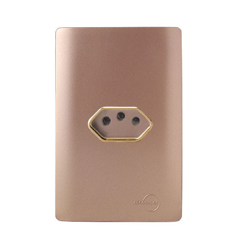 CJ TOMADA 10A HORIZONTAL COM SUPORTE 4X2 - NOVARA OURO ROSE GOLD
