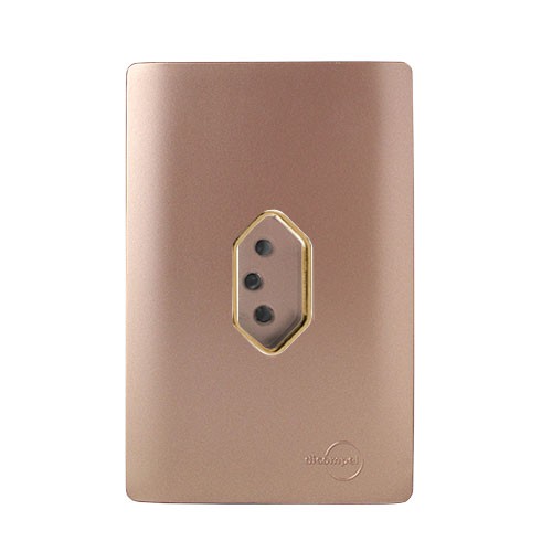 CJ TOMADA 10A VERTICAL C/ SUPORTE 4X2 NOVARA OURO ROSE GOLD