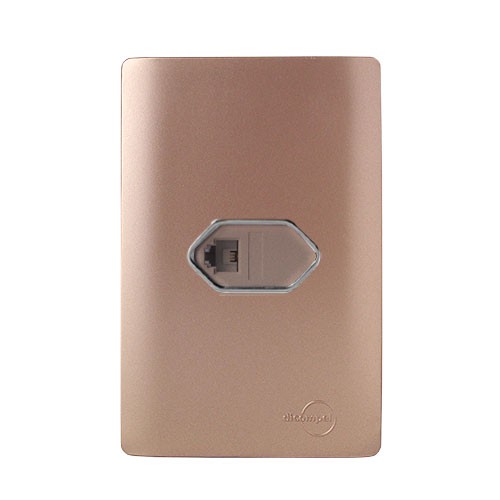 CJ ENTRADA RJ11 ( TELEFONE ) 4X2 -  NOVARA OURO ROSE CROMADO