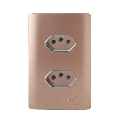 CJ TOMADA DUPLA 20A 4X2 - NOVARA OURO ROSE CROMADO