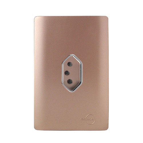 CJ TOMADA 10A VERTICAL 4X2 - NOVARA OURO ROSE CROMADO