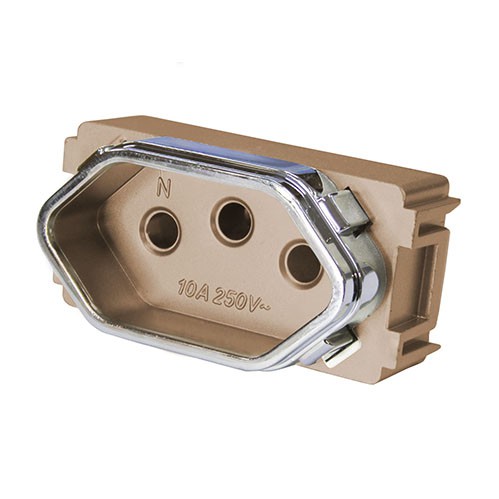 MODULO TOMADA 10A - DICOMPEL NOVARA OURO ROSE CROMADO