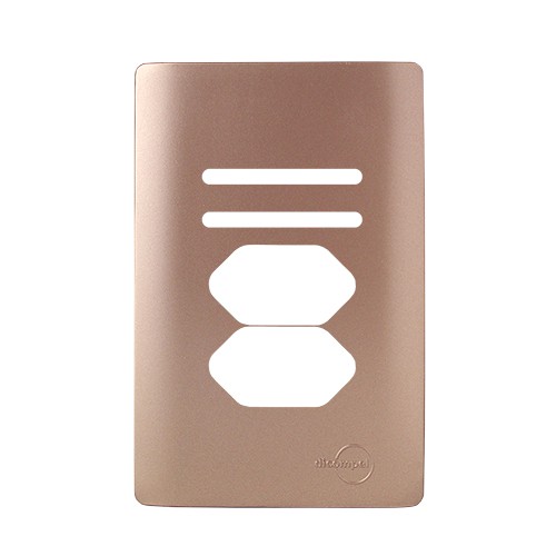 PLACA P/ 2 INTERRUPTORES + 2 TOMADAS (ESPECIAL) 4X2 - NOVARA OURO ROSE