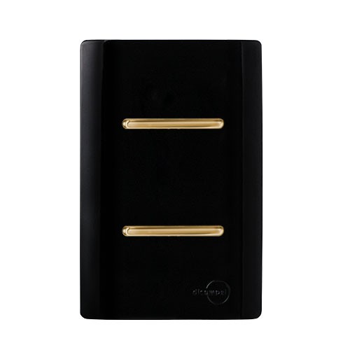 CJ INTERRUPTOR DUPLO SIMPLES 4X2 - NOVARA PRETO BRILHANTE GOLD