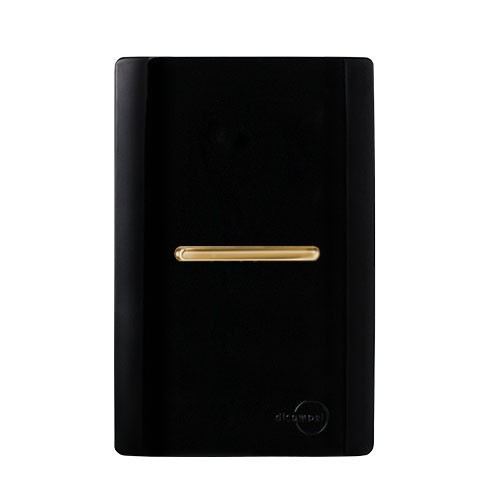 CJ INTERRUPTOR SIMPLES HORIZONTAL 4X2 - NOVARA PRETO BRILHANTE GOLD