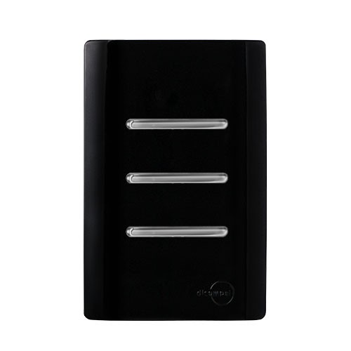 CJ INTERRUPTOR TRIPLO SIMPLES 4X2 - NOVARA PRETO BRILHANTE CROMADO