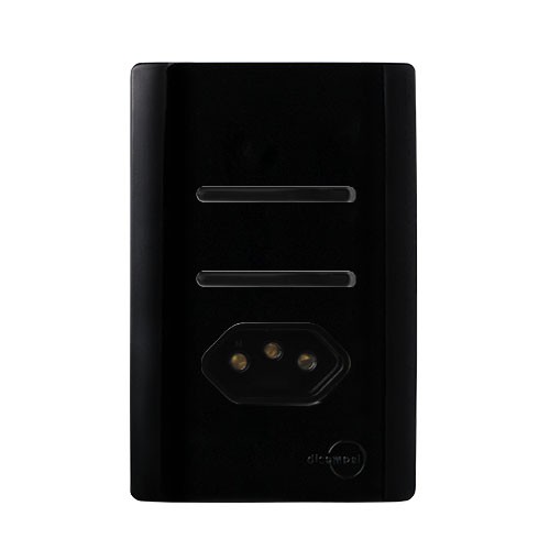 CJ INTERRUPTOR DUPLO PARALELO + TOMADA 20A 4X2 - NOVARA PRETO BRILHANTE TOTAL