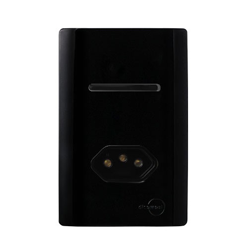 CJ INTERRUPTOR SIMPLES + TOMADA 20A 4X2 - NOVARA PRETO BRILHANTE TOTAL
