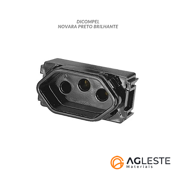 MODULO TOMADA 20A - DICOMPEL NOVARA PRETO BRILHANTE
