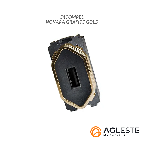MODULO USB 2.0 - DICOMPEL NOVARA PRETO GRAFITE GOLD