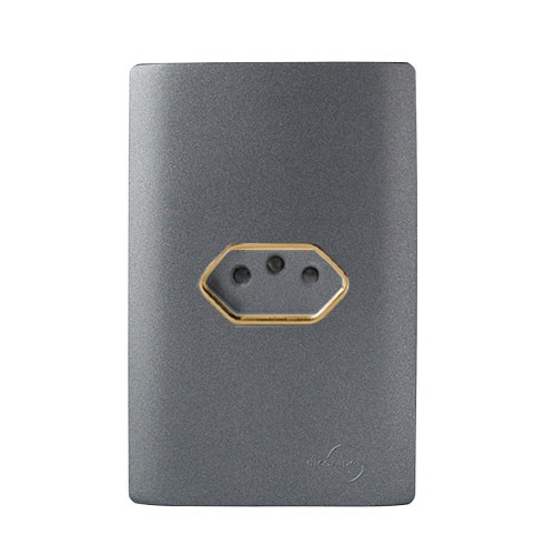 CJ TOMADA 10A HORIZONTAL 4X2 - NOVARA PRETO GRAFITE GOLD