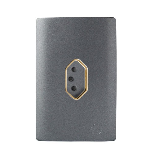 CJ TOMADA 10A VERTICAL 4X2 - NOVARA PRETO GRAFITE GOLD