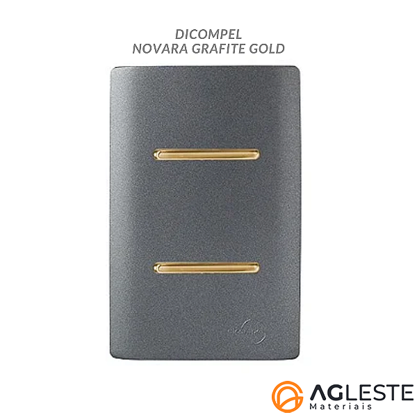 CJ INTERRUPTOR DUPLO SIMPLES 4X2 - NOVARA PRETO GRAFITE GOLD
