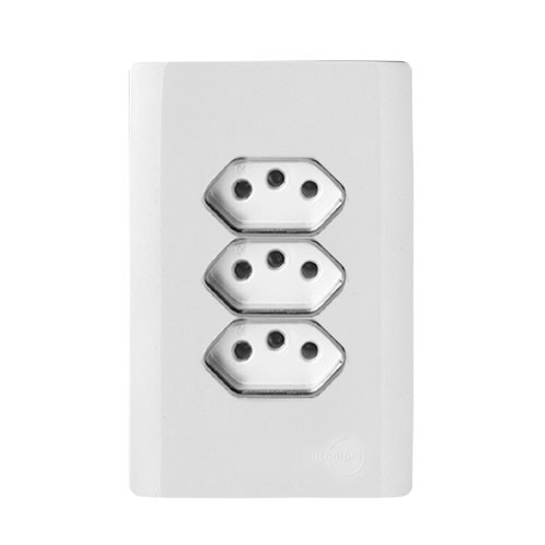 CJ TOMADA TRIPLA 10A 4X2 - NOVARA BRANCO / CROMADO