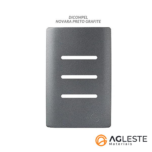 PLACA P/ 3 INTERRUPTORES C/ SUPORTE 4X2 - NOVARA PRETO GRAFITE