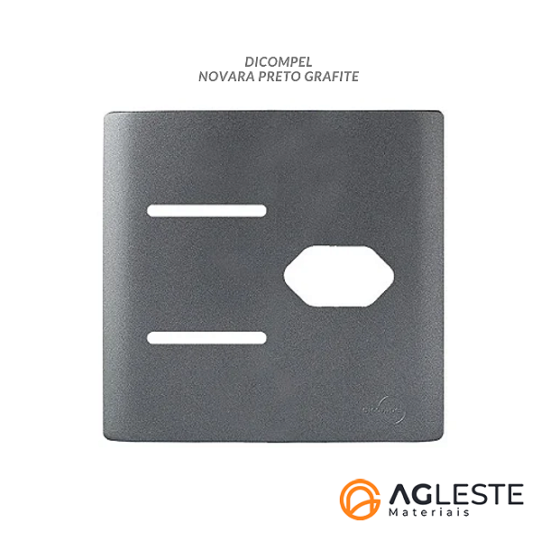 PLACA P/ 2 INTERRUPTORES + TOMADA C/ SUPORTE 4X4 - NOVARA PRETO GRAFITE