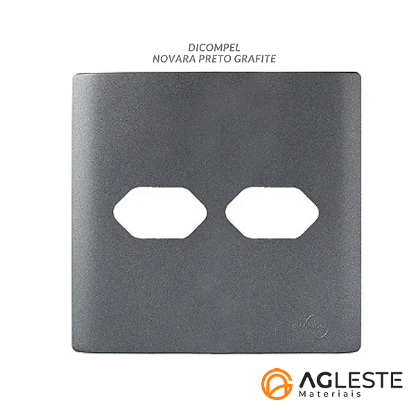 PLACA P/ 2 TOMADAS HORIZONTAL C/SUPORTE 4X4 - NOVARA PRETO GRAFITE