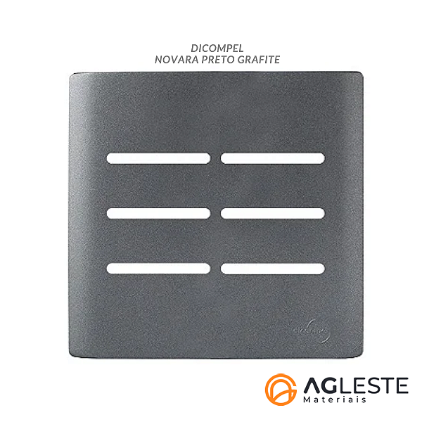 PLACA P/ 6 INTERRUTORES HORIZONTAL C/ SUPORTE 4X4 - NOVARA PRETO GRAFITE