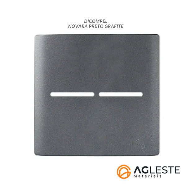 PLACA P/ 2 INTERRUPTORES HORIZONTAL C/ SUPORTE 4X4 - NOVARA PRETO GRAFITE
