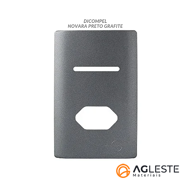 PLACA P/1 INTERRUPTOR + TOMADA C/ SUPORTE 4X2 NOVARA PRETO GRAFITE