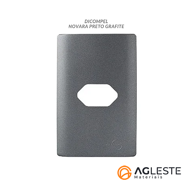 PLACA P/ 1 TOMADA HORIZONTAL COM SUPORTE 4X2 - NOVARA PRETO GRAFITE