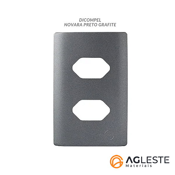 PLACA P/ 2 TOMADAS C/ SUPORTE 4X2 - NOVARA PRETO GRAFITE