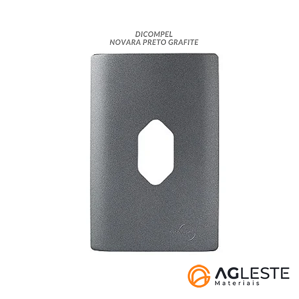 PLACA P/ 1 TOMADA VERTICAL C/ SUPORTE 4X2 - NOVARA PRETO GRAFITE