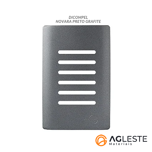 PLACA P/ 6 INTERRUPTORES C/ SUPORTE (ESPECIAL) 4X2 - NOVARA PRETO GRAFITE