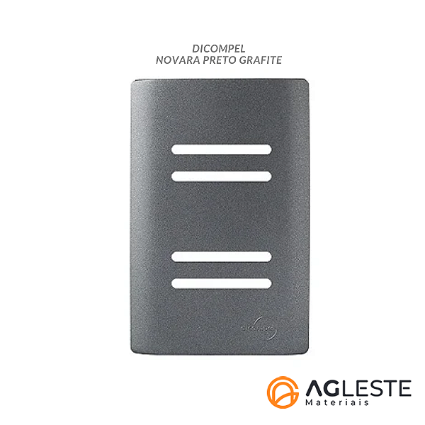 PLACA P/ 4 INTERRUPTORES C/ SUPORTE (ESPECIAL) 4X2 - NOVARA PRETO GRAFITE
