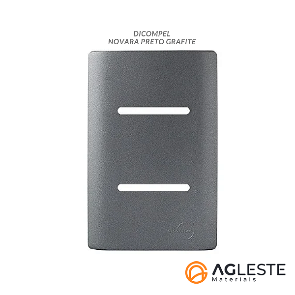 PLACA P/ 2 INTERRUPTORES COM SUPORTE 4X2 - NOVARA PRETO GRAFITE