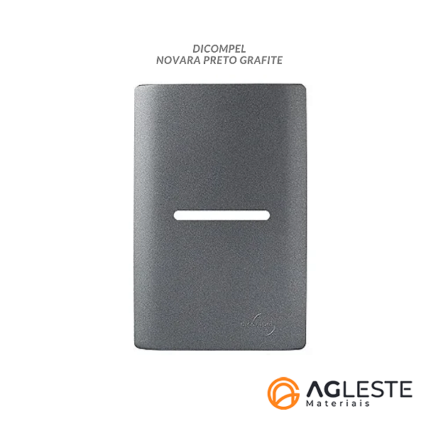 PLACA P/ 1 INTERRUPTOR HORIZONTAL C/ SUPORTE 4X2 - NOVARA PRETO GRAFITE