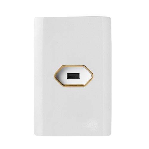 CJ USB 2.0 HORIZONTAL COM SUPORTE 4X2 - NOVARA BRANCO GOLD