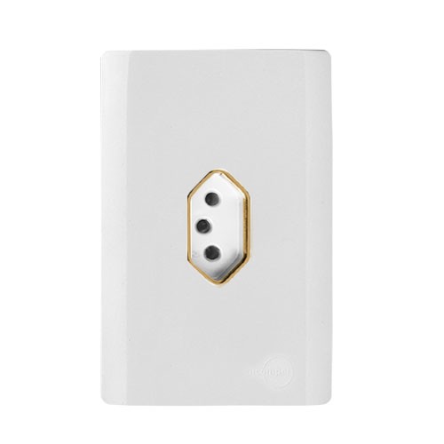 CJ TOMADA VERTICAL 10A 4X2 - NOVARA BRANCO GOLD