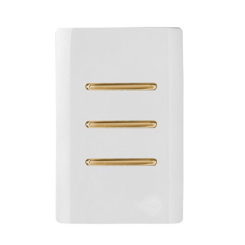 CJ INTERRUPTOR TRIPLO PARALELO 4X2 - NOVARA BRANCO GOLD