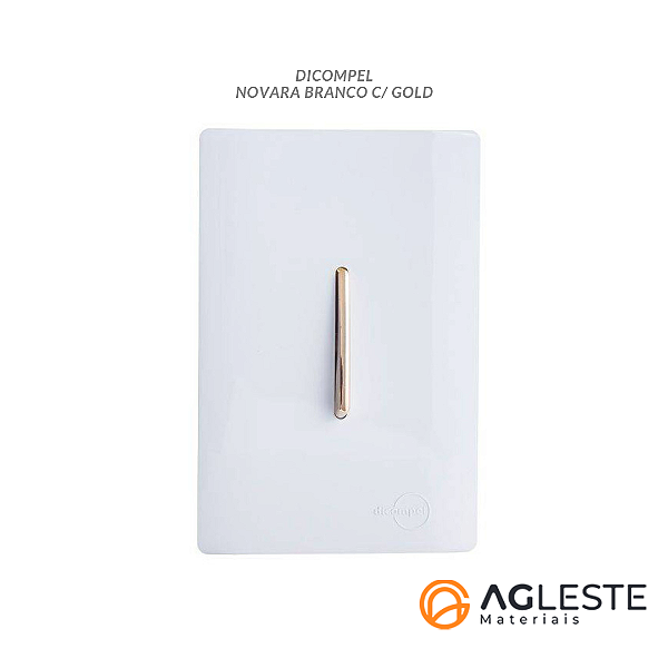 CJ INTERRUPTOR SIMPLES VERTICAL COM SUPORTE 4X2 - NOVARA BRANCO GOLD
