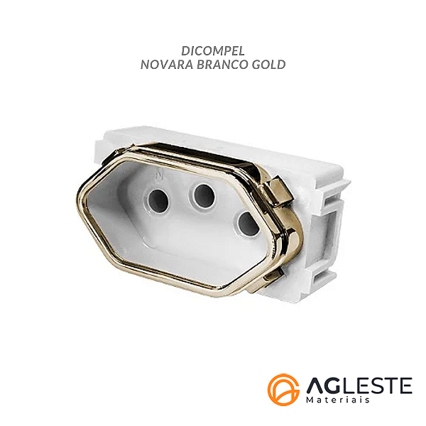 MODULO TOMADA 10A - DICOMPEL NOVARA BRANCO GOLD