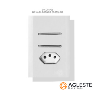 CJ INTERRUPTOR DUPLO SIMPLES + TOMADA 10A 4X2 - NOVARA BRANCO CROMADO