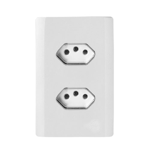 CJ TOMADA DUPLA 20A COM SUPORTE 4X2 - DICOMPEL NOVARA BRANCO