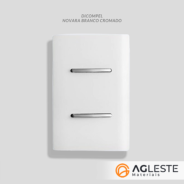 CJ INTERRUPTOR DUPLO SIMPLES 4X2 - NOVARA BRANCO CROMADO