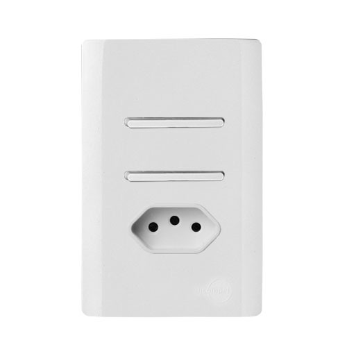 CJ INTERRUPTOR DUPLO PARALELO + TOMADA 10A 4X2 - NOVARA BRANCO TOTAL
