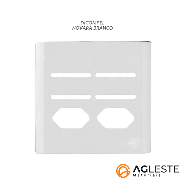 PLACA P/ 4 INTERRUPTORES + 2 TOMADAS 4X4 - NOVARA BRANCO