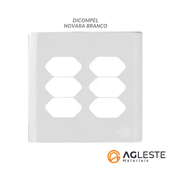 PLACA P/ 6 TOMADAS COM SUPORTE 4X4 - DICOMPEL NOVARA BRANCO
