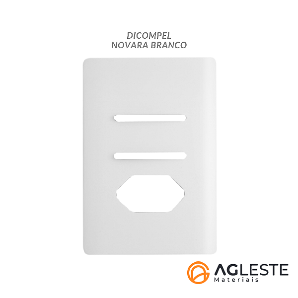 PLACA P/ 2 INTERRUPTORES + TOMADA  4X2 - NOVARA BRANCO