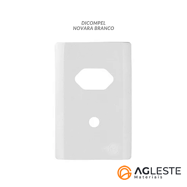 PLACA P/ 1 TOMADA + FURO COM SUPORTE 4X2 - NOVARA BRANCO
