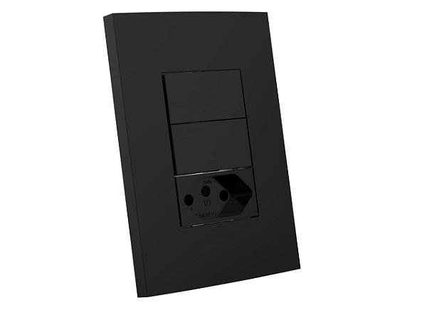 CJ INT. DUPLO PARALELO + TOMADA 10A 4X2 - ENERBRAS DUBAI PRETO