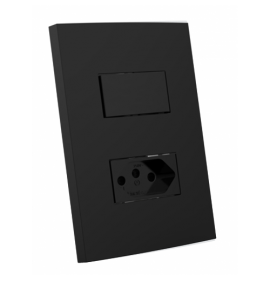 CJ INTERRUPTOR SIMPLES + TOMADA 20A 4X2-ENERBRAS DUBAI PRETO