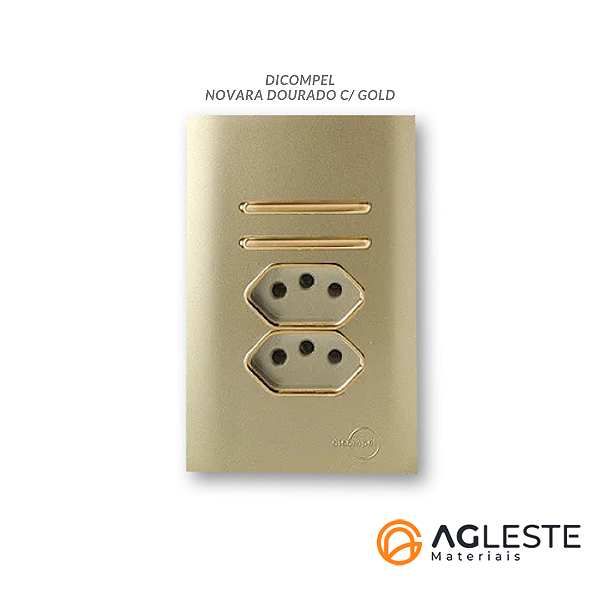 CJ INTERRUPTOR DUPLO PARALELO + TOMADA DUPLA 10A 4X2 - NOVARA DOURADO GOLD