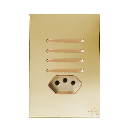 CJ INTERRUPTOR QUADRUPLO SIMPLES + TOMADA 10A (ESPECIAL)4X2 - NOVARA GLASS DOURADO / GOLD
